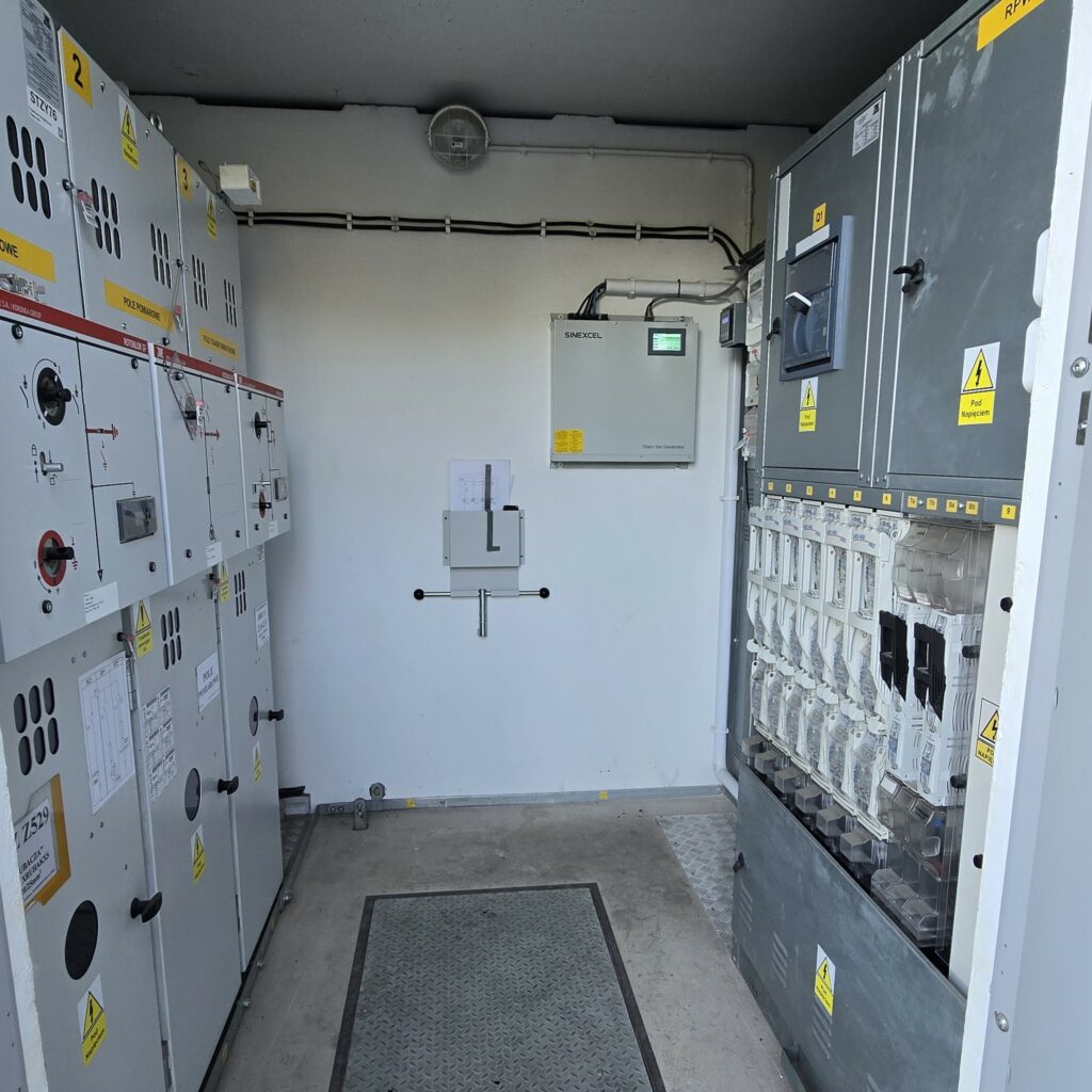 kompensator aktywny Sinexcel kompensacja mocy biernej stacja Wrocław